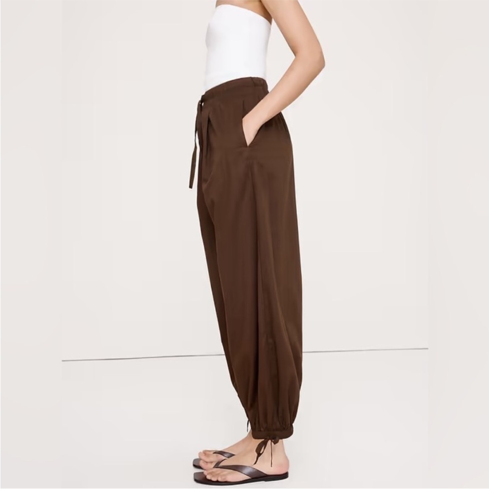 Banana Republic Brown Wide-Leg Drawstring Pants - Picture 3 of 5